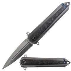 Italy Style EDC Folding Knife with Titanium Handle & Carbon Fiber Inlay – Lightweight Pocket Folding Knife for Everyday Carry