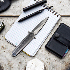 Italy Style EDC Folding Knife with Titanium Handle & Carbon Fiber Inlay – Lightweight Pocket Folding Knife for Everyday Carry