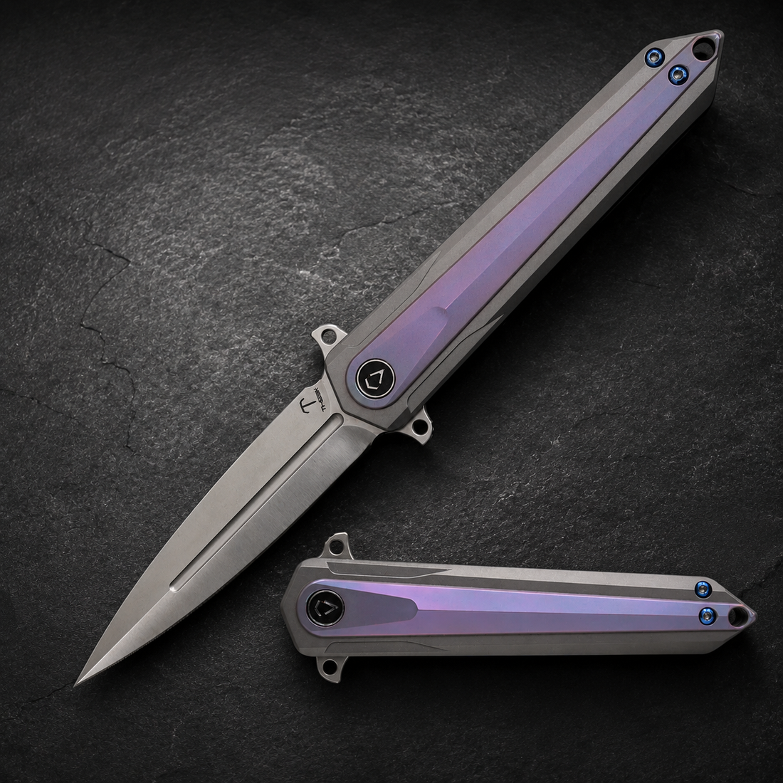Italy Style EDC Folding Knife with Titanium Handle & Carbon Fiber Inlay – Lightweight Pocket Folding Knife for Everyday Carry