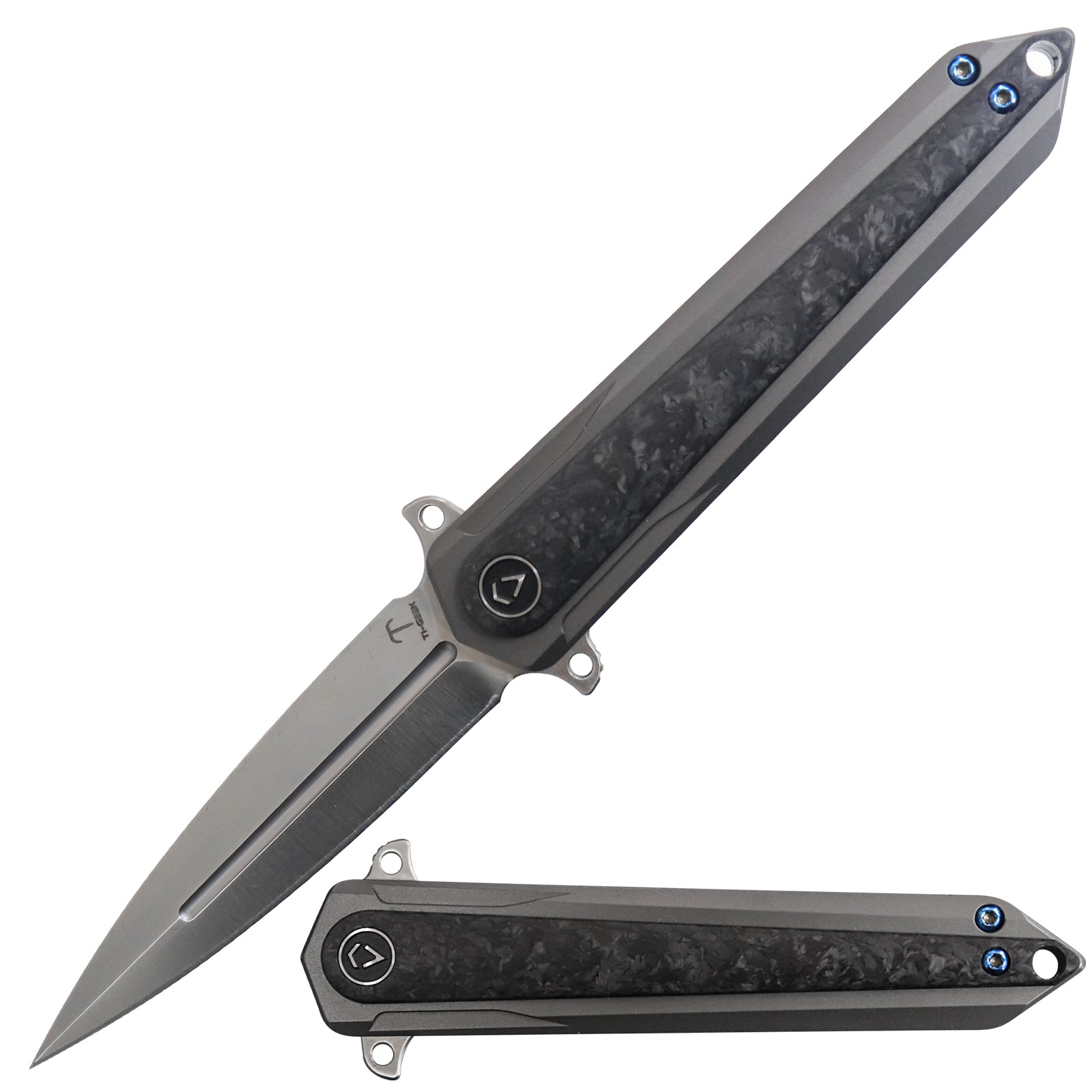Italy Style EDC Folding Knife with Titanium Handle & Carbon Fiber Inlay – Lightweight Pocket Folding Knife for Everyday Carry