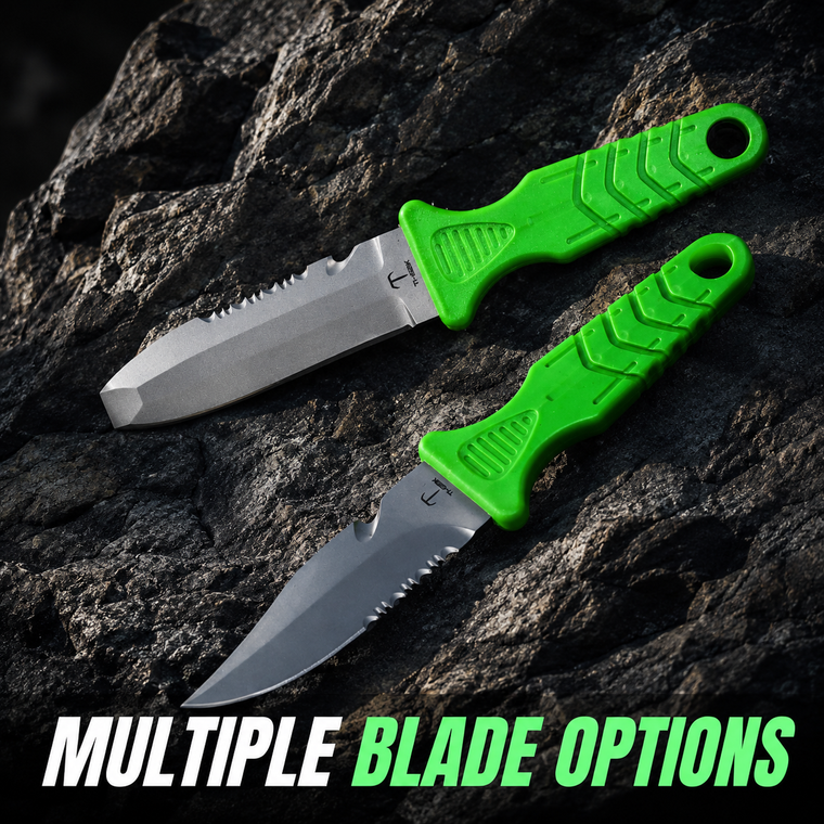 Titanium Blunt Tip Scuba Diving Knife with Sheath & Leg Strap – Fixed Blade Safety Dive Knife with Serrated Edge & Line Cutter for Diving, Training & Rescue