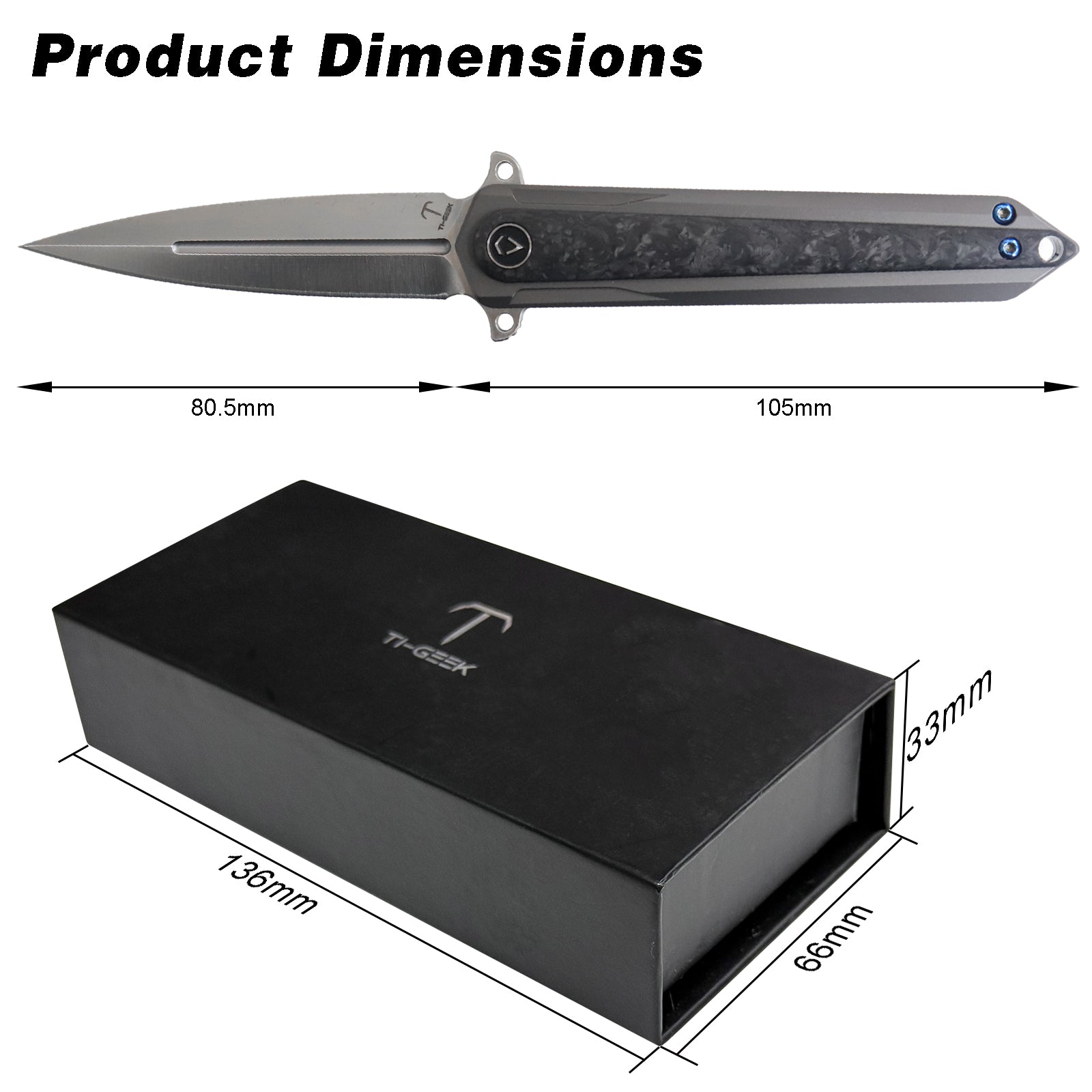 Italy Style EDC Folding Knife with Titanium Handle & Carbon Fiber Inlay – Lightweight Pocket Folding Knife for Everyday Carry